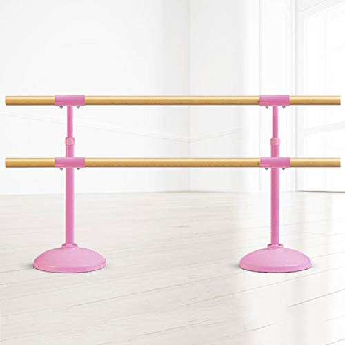 Ballettstange, Tanzstange, doppelte Ballettstangen, freistehende Ballettstange, höhenverstellbar, Gebäude, Mobile Ballettstange, Heimtanz, Fitness (Rosa, 2 m)
