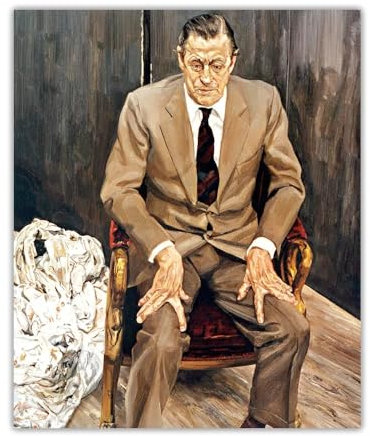 Zchdk Yhdesh Lucian Freud Poster Mann auf einem Stuhl, Leinwandgemälde, Lucian Freud, Wandkunst für Wohnzimmer, modernes Dekorbild, 60 x 80 cm, ohne Rahmen