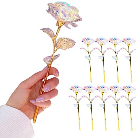 Aizuoni Künstliche Rosen, Goldene Rose, Glas Rose, Künstliche Blumen, Gold Rose Geschenk, 10 Infinity Rose Blumen, Galaxy Forever Roses Für Frauen Freundin Frau Mutter Geburtstagsgeschenke