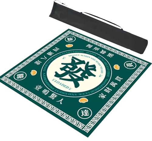 Mahjong-Tischdecke Mahjong-Tischmatte Mit Schwarzer Tragetasche, Rutschfeste Und Geräuschreduzierende Tischabdeckung, Rutschfeste Matte For Brettspiele ( Color : Green , Size : 31.5x31.5in/80x80cm )