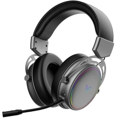 Rapoo VH800 kabelloses Gaming Over-Ear Headset, Flexibles Mikrofon mit Stummschaltung, Ohrpolster Kunstleder, 46h Akku, Headphone Bluetooth und 2,4Ghz PC/Mac/Xbox One/PS4/Nintendo Switch - Space Grey