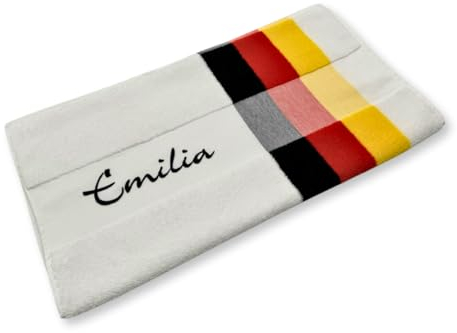 WEBEREI PAHL Personalisiertes Handtuch Deutschland-100% Baumwolle, Individuelles Badetuch/Duschtuch, Hochwertig Bestickt mit Namen oder Wunschtext, (50 x 100 cm)