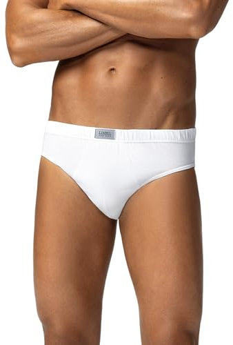 Liabel 6 Slip Uomo Cotone 100% Mercerizzato Mutande Uomo Cotone Lucido Morbide Mutande Uomo Slip Bianco o Assortito (IT, Testo, L, Regular, Regular, Bianco - 6 Pz)