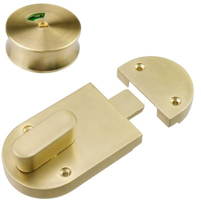 Chinflly Vacant Occupied Bathroom Lock,Indicator Door Lock Indicating DeadBolt for Bathroom WC Public Restroom Toilet Privacy Bolt Door Lock,Gold
