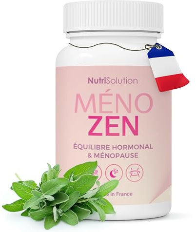 NutriSolution Méno Zen - Complément Naturel Équilibre Hormonal pour la Ménopause - Réduit Bouffées de Chaleur, Sautes d'Humeur & Soutient la Gestion du Poids - 63 Gélules - Fabriqué en France (1)