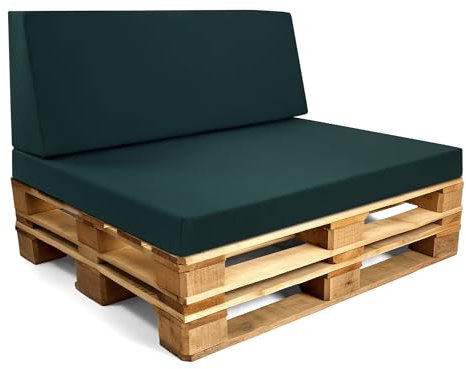 Amazinggirl Palettenkissen Outdoor Europaletten Set: Sitzkissen 80x120 cm und Rückenkissen 40x120 cm mit Bezug - Schaumstoff Sitzpolster für Paletten und Palettensofa Grün