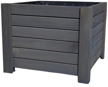 weeco Pot de fleurs, carré, en bois, anthracite, pour l'intérieur et l'extérieur, idéal pour plantes, légumes et herbes, imprégné, noir, 37 x 37 x 30 cm