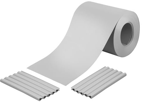 HOLZBRINK Rouleau brise-vue 19 cm x 26 m en PP + 25 clips de fixation | Kit occultant pour grillage rigide, extérieur, balcon, jardin | gris (RAL 7040)