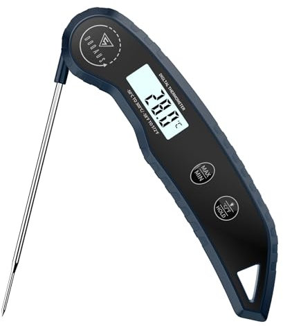 DOQAUS Digitales Fleischthermometer - 3s Schnellmessung, ±0,5°C Genauigkeit, LCD-Backlight, 180° drehbarer Edelstahlsonde für Grill, BBQ & Küche (Marineblau)
