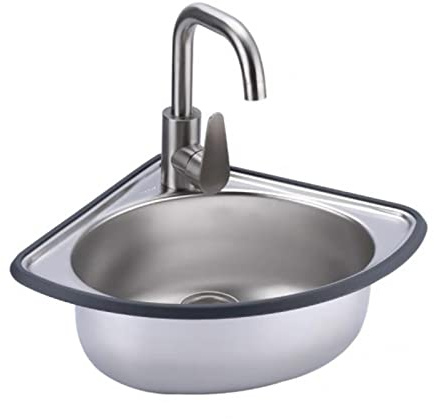 GLMGBP Eckwaschbecken zur Wandmontage, Spülbecken für gewerbliche Restaurants, mit Schwanenhalshahn, mit Kalt- und Warmwasserhahn, für Bar, Restaurant, Küche, Hotel, Café, Salon und Spa. (Größe: 34