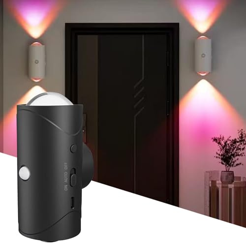 Dewppxi USB Aufladbares LED Nachtlicht mit Bewegungssensor, RGB-Farbverlauf Dimmbar Nachtlicht mit Bewegungsmelder, Smart LED Magnetische Wandleuchte Innen/Außen, Automatisch ON/Off (Schwarz)