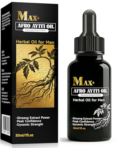 Max+ Afro Ayiti Oil for Men Herbal Body Essential Oil, Natural Soothing Massage Oil - Boosts Male Energy Vitality Moisturizes Skin & Daily Refreshment, 30 ml