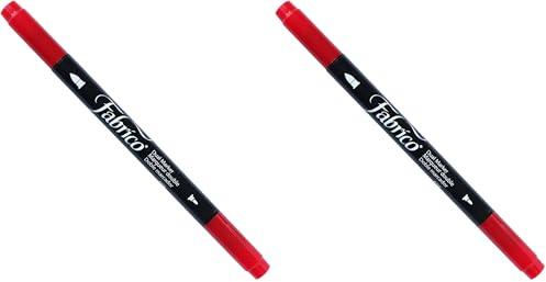 Tsukineko Fabrico Dual Tip Fabric Marker Pen, Poppy Red (Pack of 2)