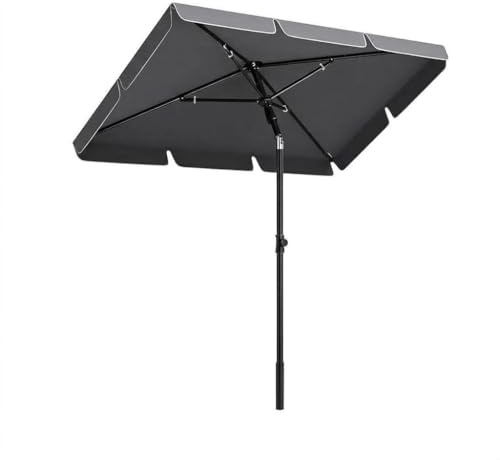 IDEALHOUSE Sonnenschirm Balkon 200*125cm, Sonnenschirm groß mit UV50+ Rechteck–Höhenverstellbar&neigbar, Balkonschirm mit Schutzhülle&Tragetasche, Sonnenschirm Strand für Garten, Terrasse&Strand–Grau