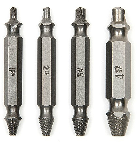 ACENIX New 4 Piece Screw Speed Out Extractor Drill Bits Guide Set for Removal of Broken Or Damaged Screw, Damaged Bolt Remover [ Included Cleaning Cloth ]