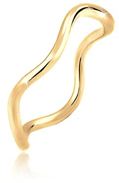 Elli Ring Damen Wellen Minimal Geo in 925 Sterling Silber vergoldet