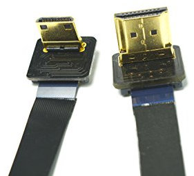 permanent Slim Thin Flat FPV HDMI Mini HDMI male 90 degree to Standard HDMI full normal HDMI male 90 degree angled for brushless gimbal rig dsrl drone FPV ground monitoring rig drone (50CM)