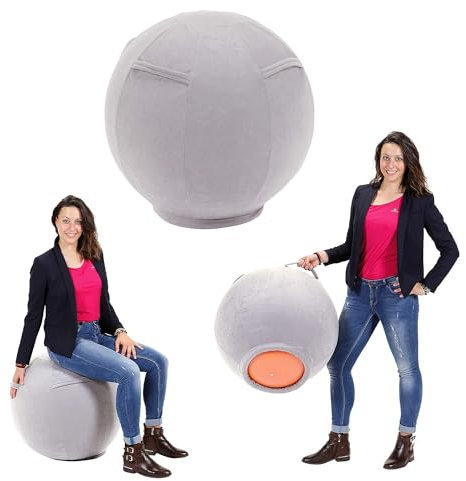 Sport-Thieme Bezug für Sitzball | Trageschlaufen für einfachen Transport | Für Sitzbälle mit Ø 53 – 70 cm | OHNE Sitzball | Verschiedene Größen erhältlich | Grau | Baumwolle