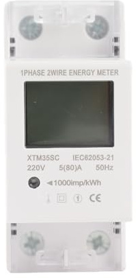Keenso DIN-Schienenzähler Elektrisch, 1 Phase XTM35SC Stromzähler 220 V AC 2 Draht 2 P Stromzähler für KWH-Zähler