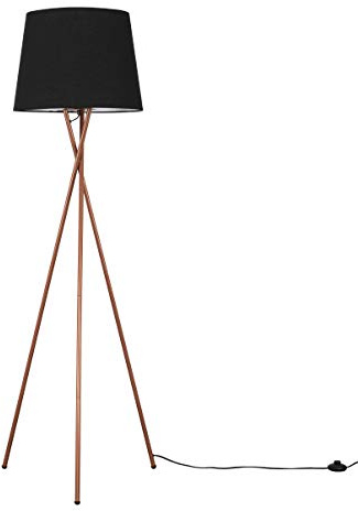 MiniSun | Modern Copper Metal Floor Lamp with a Black Tapered Shade | Floor Lamps & Torchieres, Home Décor & Improvement Essential | Includes 6W LED Bulb [3000K Warm White]