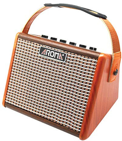 AROMA AG-15A AMPLIFICADOR 15 WATT 5 PARA CHITARRA ACUSTICA CON ENGRESO MICROFONO BATERÍA RECARGABLE INTEGRADA Y EFECTO ECHO