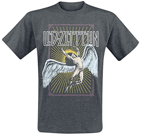 Led Zeppelin Icarus Colour Men T-Shirt Dark Grey L, 65% Polyester, 35% Cotton, Regular