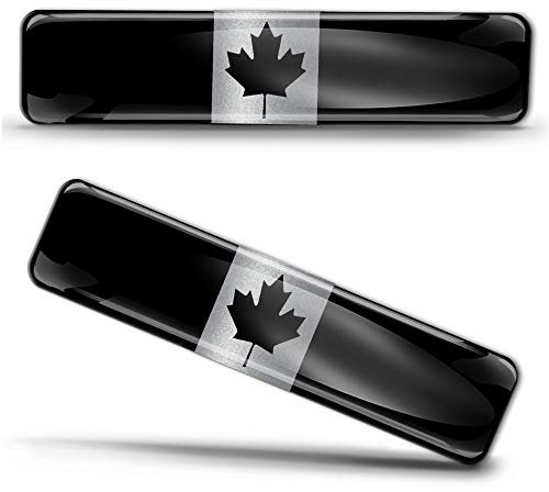 Biomar Labs® 2 x Aufkleber 3D Gel Silikon Stickers Schwarz Silber Ahornblatt Canada Kanadische Kanada Flagge Fahne Autoaufkleber F 134