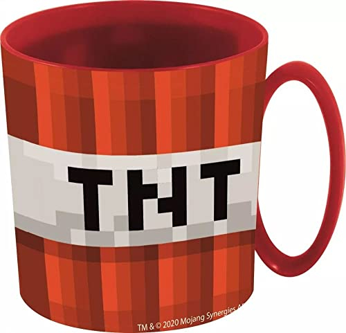 ILS I LOVE SHOPPING Tazza Bicchiere in plastica 350ml per Microonde con manico Bambini colazione BPA-free (per Minecraft TNT)