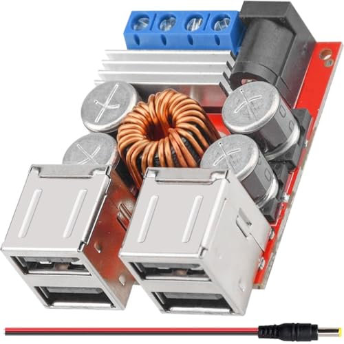 Youmile DC Converter, 4 USB Buck Module, DC-DC Step Down Board Voltage Reglator 9V 12V 24V 8-35V to 5V 8A Output For Car Charger Regulator Solar Power Supply Module Phone Charger Power Bank