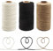 Anvin 984 Feet Baumwollschnur, natürliche Jute-Schnur, Verpackungsschnur, Bäckergarn, schwarze Schnur, weiße Schnur, Verpackung, Metzger, Backen, Kunst und Handwerk, Gartenarbeit (3 Stück, 10-lagig, 2