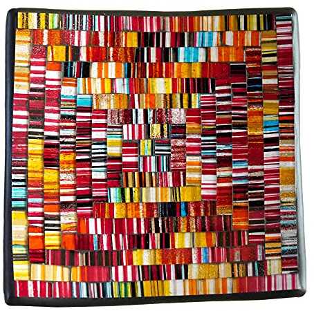 ART-CRAFT Dekoschale Mosaikschale Champur Tonschale Schlüsselschale aus Terracotta mit handbemalten Glaselementen zu einem schönen Muster von Hand gearbeitet