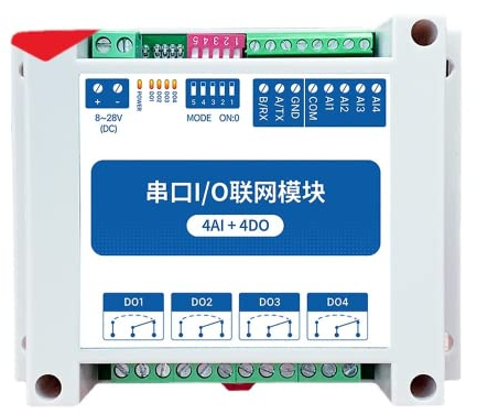 EBYTE ModBus RTU I/O Netzwerkmodule MA01-XACX0440 mit serieller Schnittstelle für PLC RS485 4AI+ADO 4 Switch Output Watchdog Anti-Crash