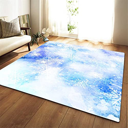 Teppich 3D Schneeflocke Sternenklarer Himmel Drucken Blau Lila Schwarz Grau Bereich TeppichRutschfest Flanell Wohnzimmer Schlafzimmer Laufteppich Fußabtreter Küche Gang (Farbe 1,120×160 cm)