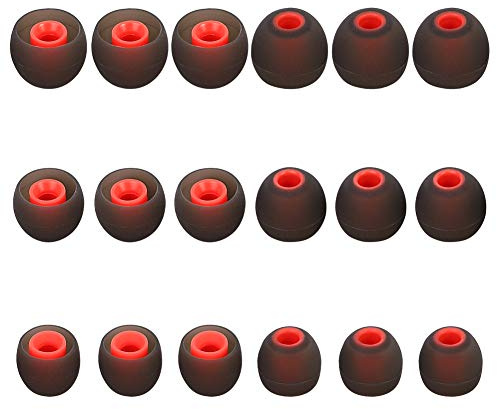 CYADCI Lot de 9 paires d'embouts de rechange en silicone pour écouteurs intra-auriculaires de 3,8 mm à 5,1 mm, S/M/L, noir/rouge