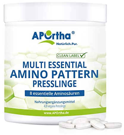 APOrtha® Amino Pattern Presslinge – 420 Presslinge mit 8 essentiellen Aminosäuren nach Prof. Dr. Lucà-Moretti, ausgewogenes Aminosäuren-Profil, EAA Presslinge, vegan