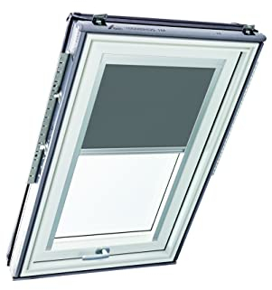 Original Roto Rollo Exclusiv ZRE für Roto Dachfenster - Führungsschiene Silber - Tageslichtrollo Baureihe Designo R6/R8, i8 und Classic 64/84 - Größe 134/140 | 13/14 - Stofffarbe Dunkelgrau