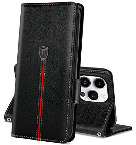 MAMA MOUTH Cover per iPhone 14 Pro, aletta a portafoglio in pelle, magnetica, in silicone TPU, antiurto, per iPhone 14 Pro, colore: Nero