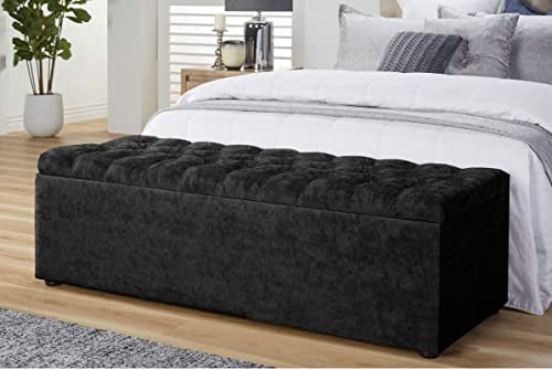 Chesterfield Ottoman storage Box - Naples Velvet Storage ottoman with Matching Fabric Buttons - Ottoman Footstool with Storage - Chester Upholstered Coffee Table- End of Bed Storage Bench