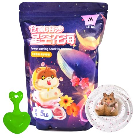 MUYG Hamster Bath Sand Natural Dust Free Plant Bathing Sand Desert Sands Flower Scented Clean Hamster Cage Accessories for Guinea Pig Hamster Chinchilla(5LB/2.3kg)