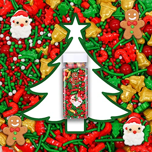 Lukinuo 3,6 Oz Weihnachten Sprinkles | Cookie | Kuchen Toppers Candy Santa Claus Lebkuchenmann | Rot Grün Weihnachtsbaum Urlaub