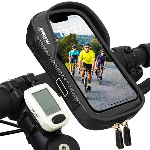Arkham Handyhalterung Fahrrad Wasserdicht Handyhalter Motorrad Fahrrad Lenkertasche 360°drehbarem Rahmentasche Lenker Regenhaube für Fahrradtasche für unter 7 Zoll Smartphone GPS