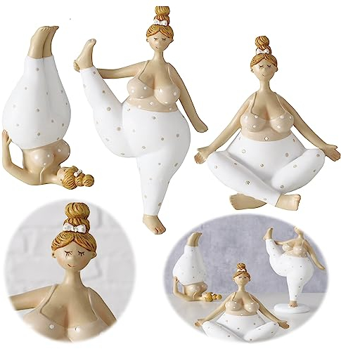 LS-LebenStil 3´er Set Yoga Deko-Figur Molly 14-21cm Skulptur Gymnastik Feng Shui Deko-Objekt