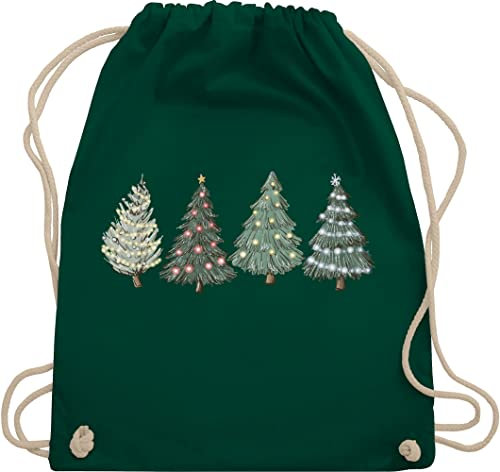 Turnbeutel Rucksack - Weihnachten Geschenke Christmas Bekleidung - Weihnachtsbäume - Unisize - Dunkelgrün - weihnachtsrucksack weihnachtsmotiv weihnachtsbaum sackerl weihnachtsmarkt weihnacht tree