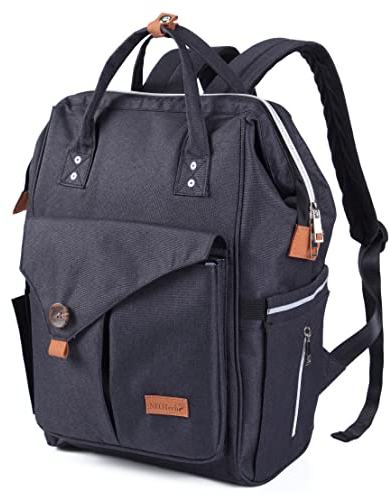 NEOtech Care Wickeltasche Rucksack für Baby Mädchen/Junge, breite Öffnung, Multifunktions-Organisationstaschen (Schwarz)