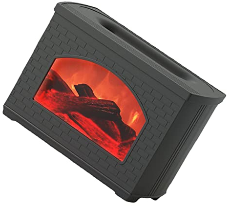 Flammen-Luftbefeuchter, Kamin-Nebel-Luftbefeuchter 270 Ml Diffusor für ätherische Öle mit Flammeneffekt Aromatherapie-Diffusoren Auto-Off-Schutz-Luftbefeuchter für das (Schwarz)
