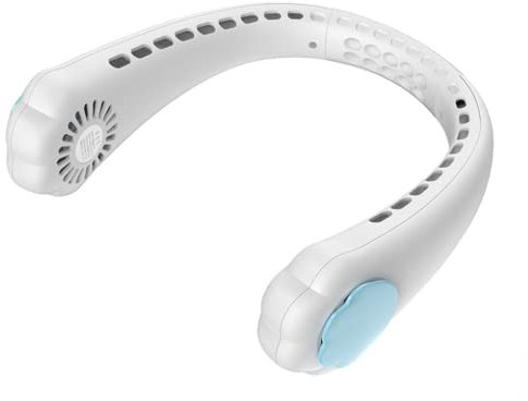VVHUDA Portable Leafless Neck Fan, Hand Free,USB Rechargeable Neckband Fan, with 3 Speed, Storage Bag,Packable for Working, Cooking, Travel, Sports, Outdoor Activities (White) small gift