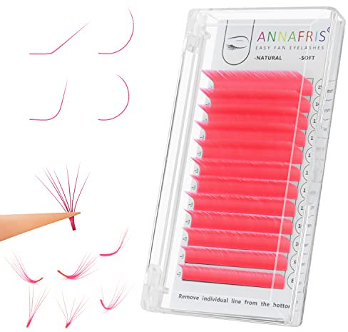 ANNAFRIS Extension de Cils Easy Fan Coloré Rose Cils 0.07 D 8-15mm Mix Volume Russe Cils à Cils Bouquet Extension de Cils Easy Fan Lash(Pink 0.07D MIX)