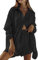 Sovoyontee Damen 2-Teiliges Langarm Loungewear Shorts Set Lounge Sweatsuit Lässiger Trainingsanzug Schlafanzug Schwarz S