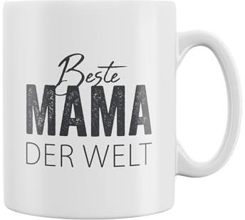 MC-Trend Tasse Kaffee-Becher Beste Mama weiß mit Schriftzug Ø 8cm Keramik zum Muttertag für Mutti deine Mum Geschenk-Idee(Beste Mama)