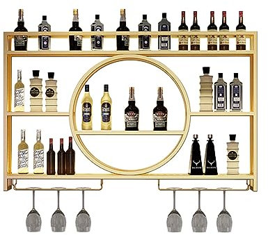 Muraux Industriels Range Bouteille Vin avec Porte-Verre, Casier a Vin Bouteille pour Bouteilles d'alcool, présentoir à vin en métal, Support à vin pour la décoration de la Maison et de la Cuisine (Co